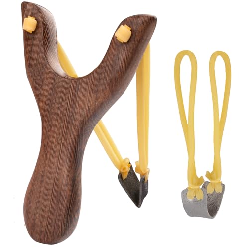 Vaktop Steinschleuder, Holz Zwille mit Ersatzgummi, Slingshot Katapult, Steinschleuder Kinder für Outdoor Sportarten