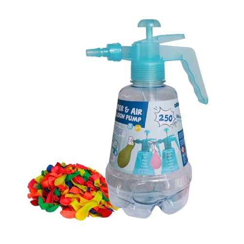 alldoro 60200 Pumpe für Wasserbomben oder Luftballons, für Kinder ab 8 Jahren - Ballonfüller mit 1,5 L Tank, Knotenhilfe und 250 Ballons