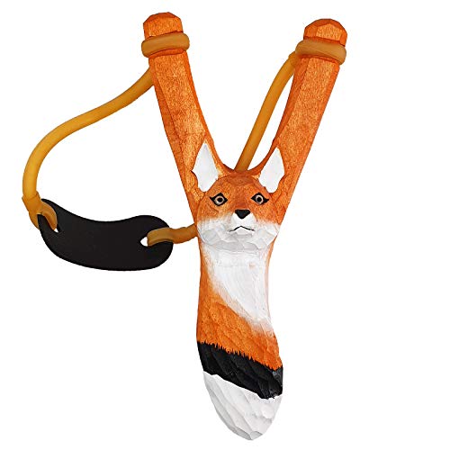 Pixelstudio Steinschleuder für Kinder mit Tier Motiven aus Holz Zwille Schleuder Geschenk für Jungen Fuchs