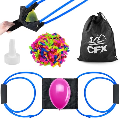 GZhaimai 4 Stk Wasserbomben Schleuder, Wasserbomben Schleuder 1 Person und mit 500 Ballons, 1 Tasche und 1 Wasserinjektor für Wasserschlacht, Wasser Spiel