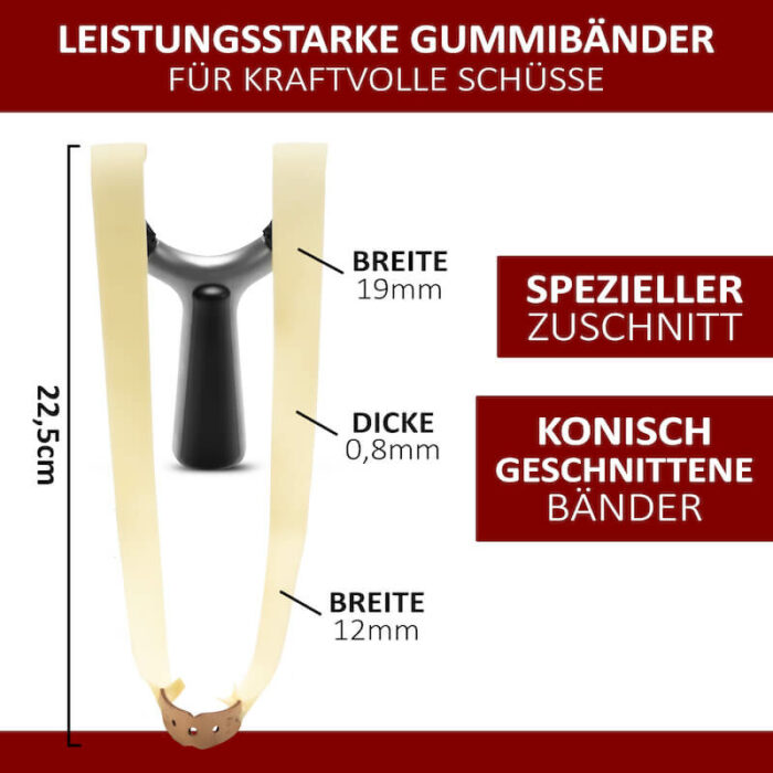 Steinschleuder Hunter Gummibänder Maße und Zuschnitt